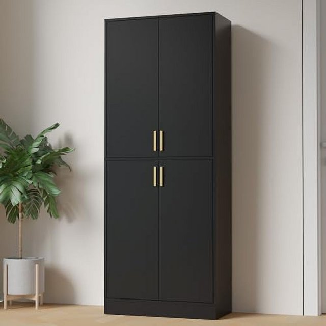 Black 71" Kitchen Pantry Tall Freestanding Pantry with