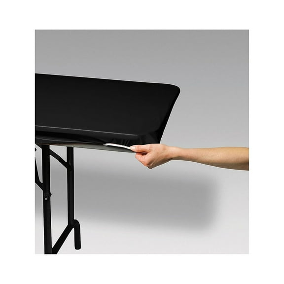 Black 72" x 29" Plastic Stay Put Tablecloth
