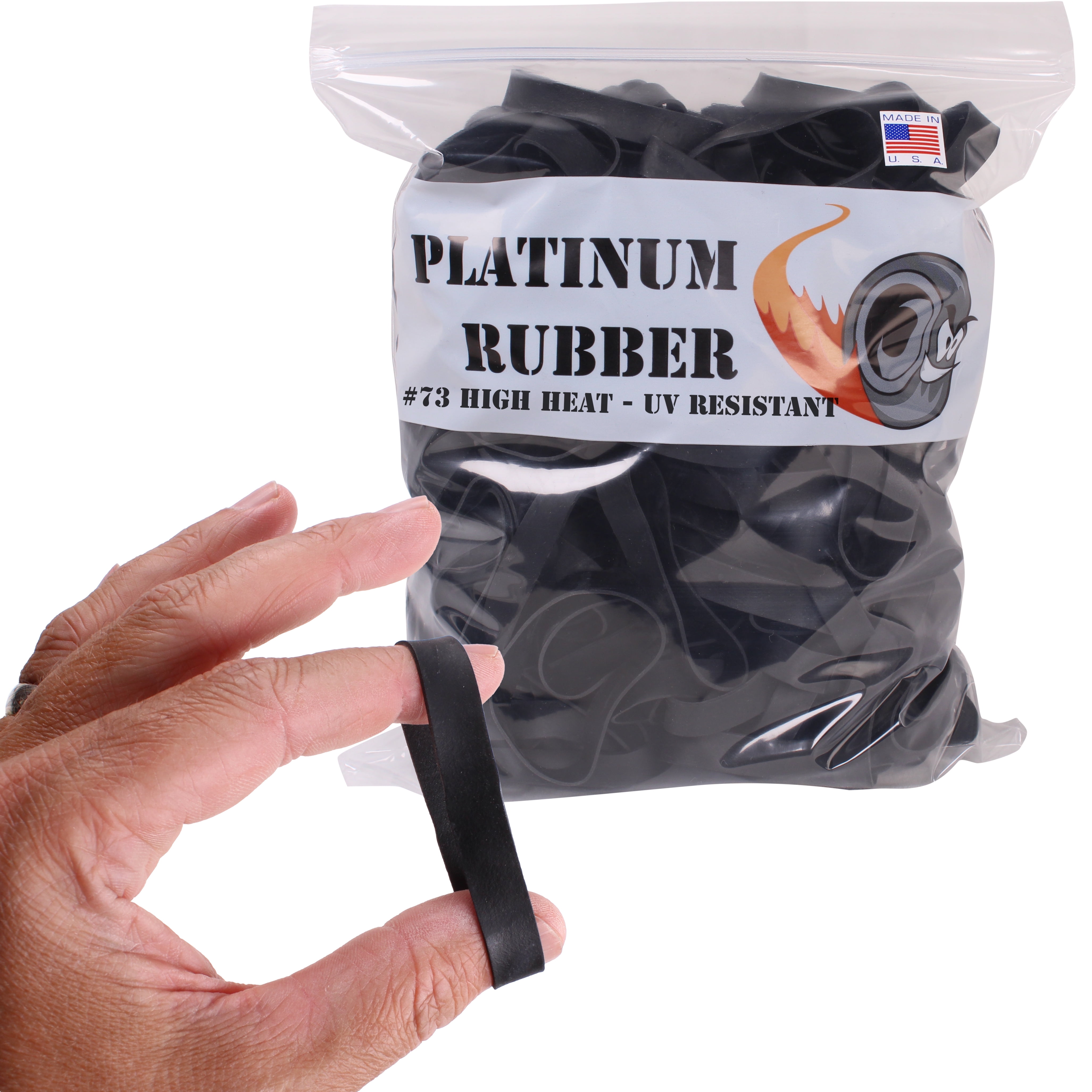Black #73 Large Premium Outdoor Rubberbands .375 inch Wide, Made in USA, High Heat UV Resistant Platinum Rubber Crepe Band Approx. 240 per LB, 60 per 1/4lb (3" Long x 3/8" W) (0.25, Pounds) …