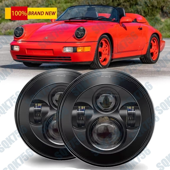 Black 7inch LED Headlights Hi/Lo Sealed Beam For Porsche 911 912 914 924 928 DOT