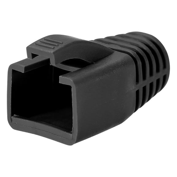 Black 7mm Hole Dia RJ45 Boots Cover Anti Dust Plastic Protector for Network Cable CAT6 CAT7 50Pcs