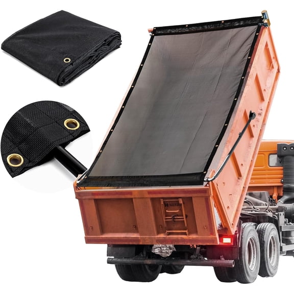 Black 7x22 ft Dump Trailer Mesh Tarp with Grommets, Mesh Tarp, Opening Shade Trailer Tarp for Bed Cover