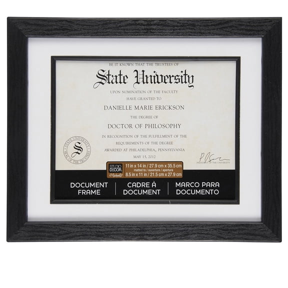 Black 8.5" x 11" Document Frame with Mat by Studio Decor