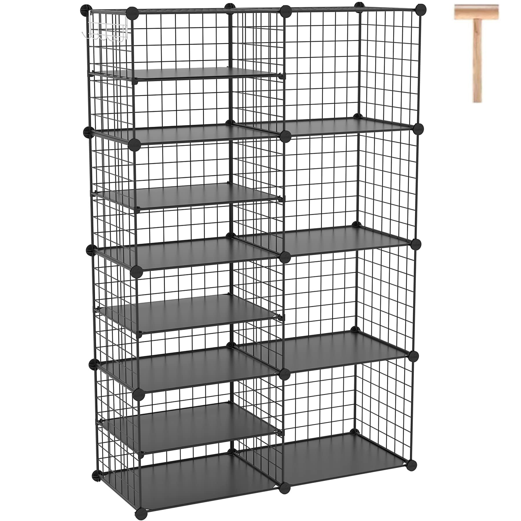 Black 8 Cubes Interlocking Metal Wire Cube Storage Unit - Walmart.com