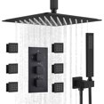 thumbnail image 1 of Black 8" LED Thermostatic Shower System Body Jets Rainfall Shower Faucet Ceiling, 1 of 19