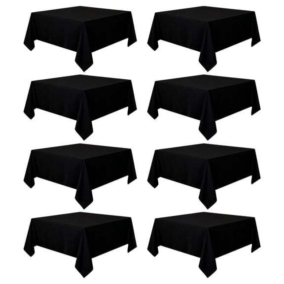 Black 8 Pack - 54 x 54 Inch Square Tablecloth For Dining, Party, Banquet