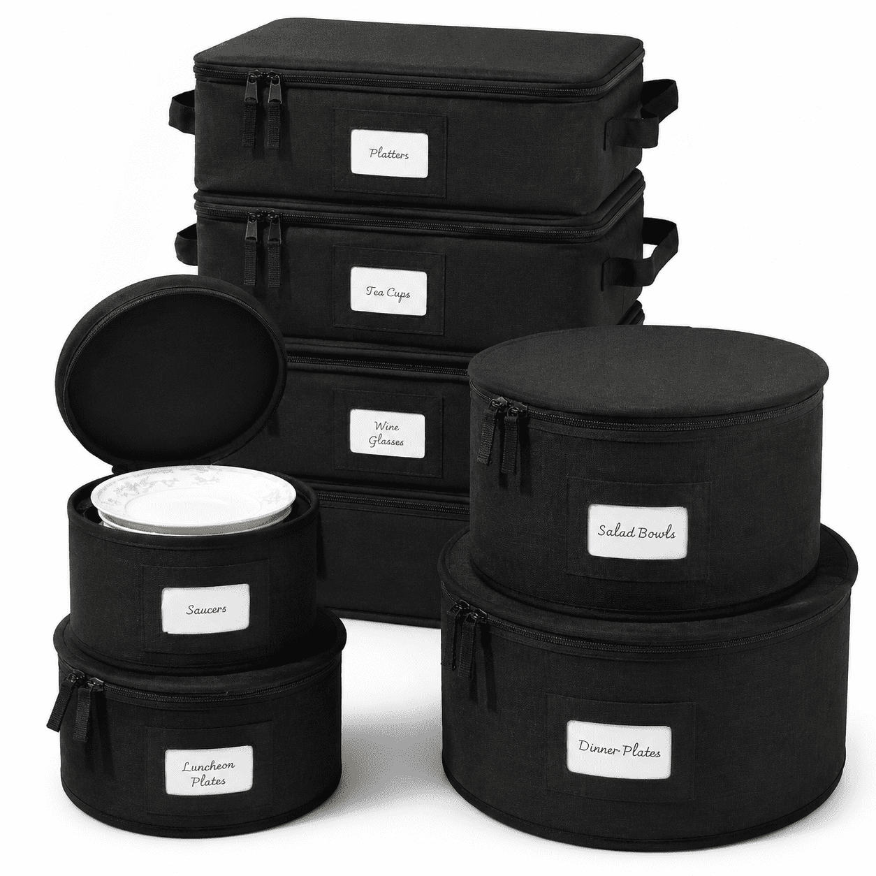 Black 8 Pack Moving and Storage Boxes with Rigid Hard Shell ...