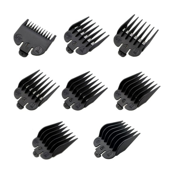 Black 8 Piece Barbering Kit with Stand for Haircuts Made of ABS
