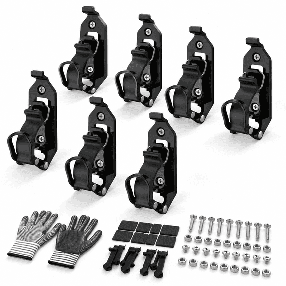 Black 8 Pieces Heavy Duty Quick Release Shovel Holder Wall Mount Hardware Brackets