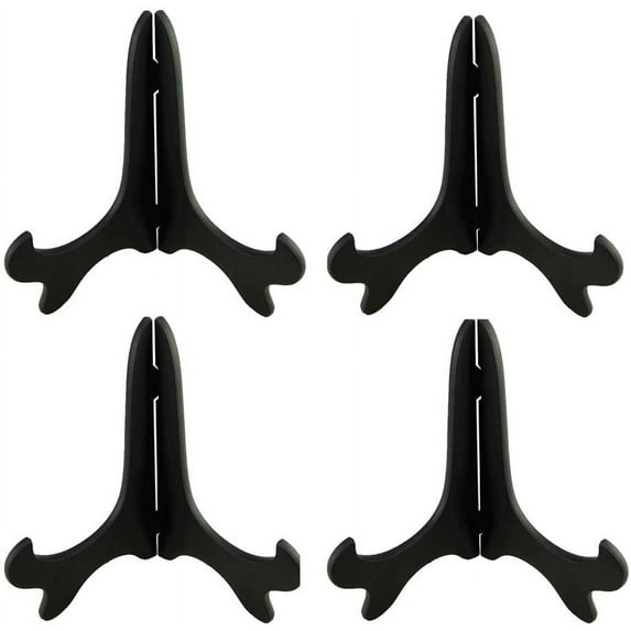 Black 8" Wood-Like Plastic Easels Plate Display Stands Picture Frame Stand Holder-Set of 4