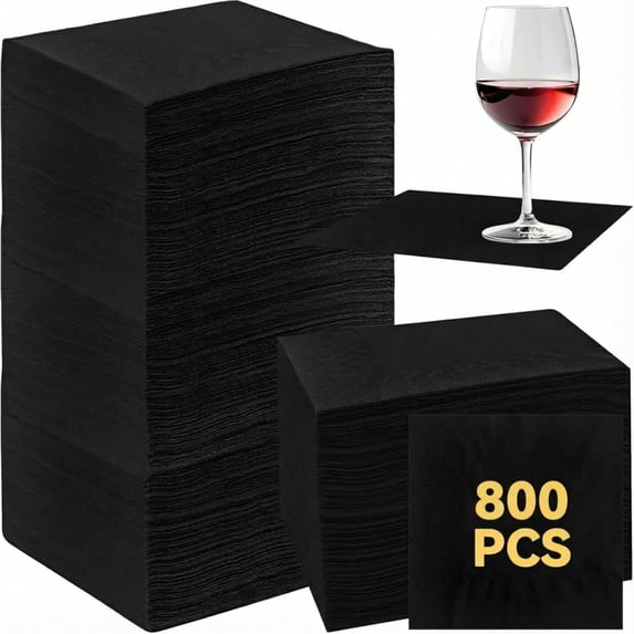 Black 800 Pack 2 Ply Disposable Cocktail Napkins for Wedding Bar Party ...