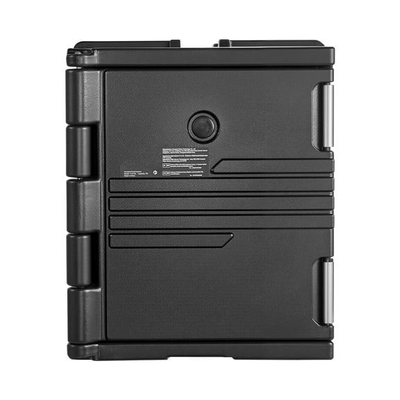 82Qt Black Wheeled Insulated Food Carrier, Stainless Steel Buckle LLDPE Stackable Thermal Box for BBQ Catering