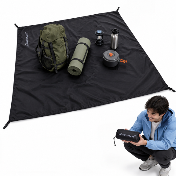 Black 87'' x 75'' Heavy Duty Tent Footprint Camping Tarp Floor Saver
