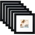 Black 8X8 Picture Frames Set Of 6, Display 8X8 Without Mat Or 4X4 With
