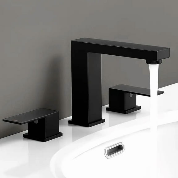 Black 8in Widespread Bathroom Faucet 3 Hole Sink Vanity Faucet Dual Handle Mixer