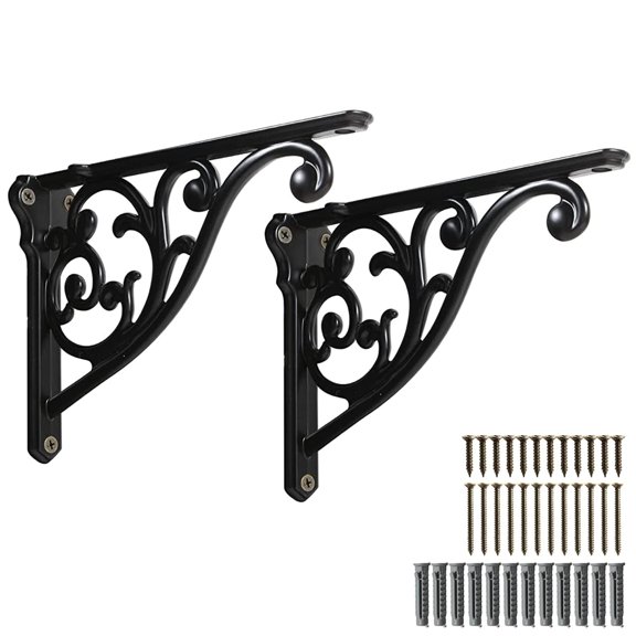 Black 8inch-2pcs 2 Metal Hardware Bracket For Shelves