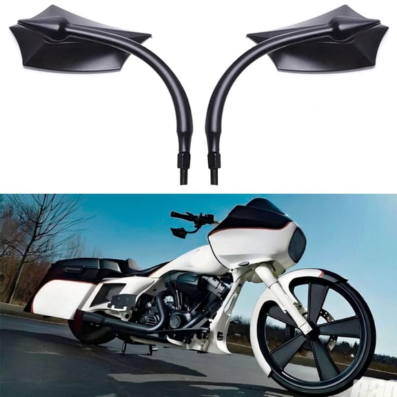 Black 8mm/10mm Motorcycle Rear View Side Mirrors Compatible With Cruiser Chopper Sportster Dyna Softail Street Bike Scooter Dirt Bike and More