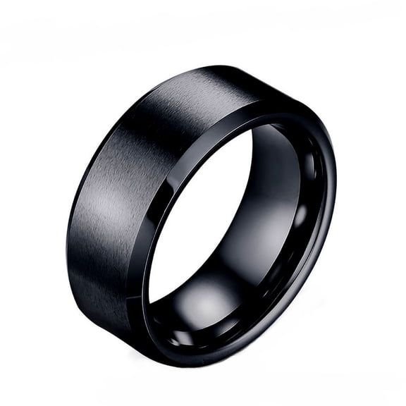 Black 8mm Stainless Steel Wedding Band Ring for Women Comfort Fit Size 8 Anniversary Gift by Ginger Lyne