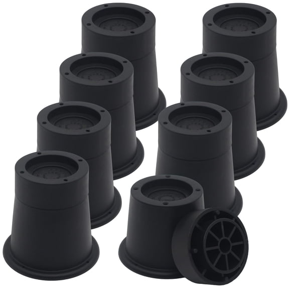 Black-8pack 4 Inch Heavy Duty Furniture Risers For Bed Sofa Desk Cabinet Supports Up To 3600 Lbs