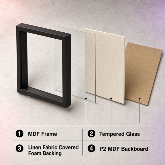 Black 8x10 Shadow Box Frame Wall or Tabletop Memory Display Case