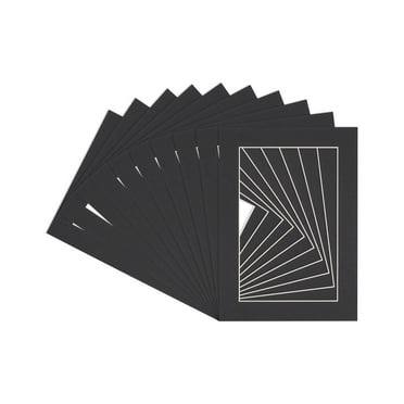 Black 8x10 White Picture Mats with White Core for 5x7 Pictures - Fits 8x10 Frame