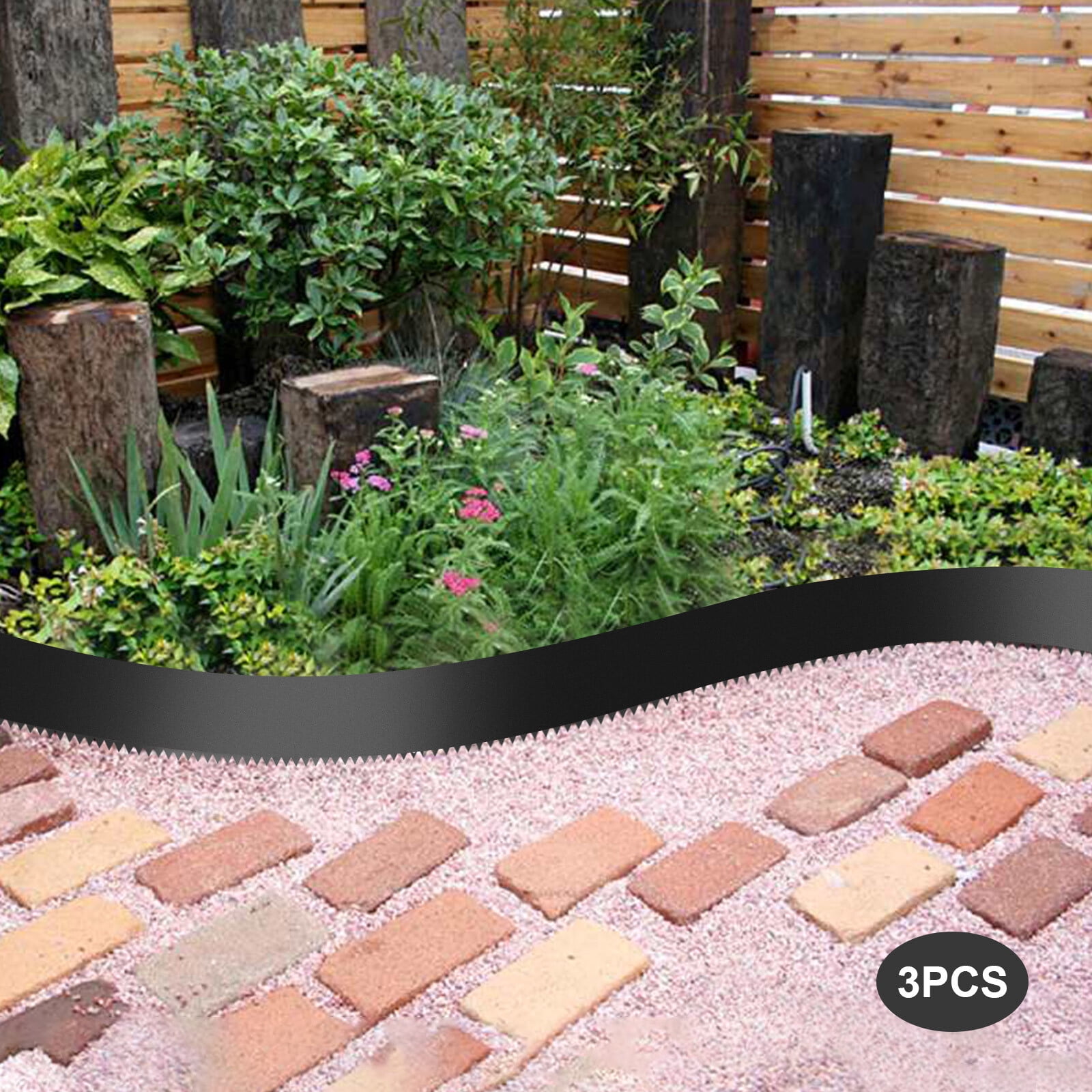 Black 9.7 ft Landscape Edging 6in/8in H Garden Border Bendable Metal Lawn Barrier for gardens, paths, lawns, and outdoor patios