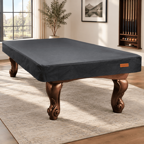 Black 9 FT - (112"L × 62"W × 8"H) Heavy Duty Leatherette Billiard Table Cover