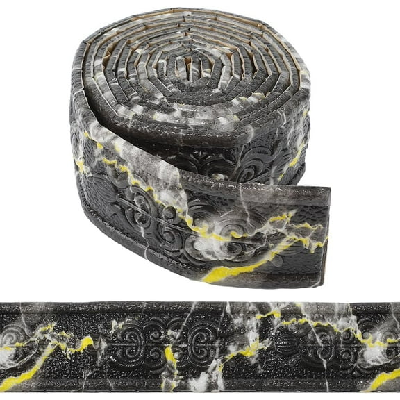 Black 90.5x2.4 Wall Trim Peel and Stick Self Adhesive Flexible Wall Edging Sealing Frame Lines Foam 3D Embossing Waterproof Wallpaper Border Skirting for DIY Decor Home Hotel