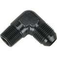 thumbnail image 1 of Black 90 Degree -8 AN Flare to 3/8 Inch NPT Pipe Adapter Fitting, 1 of 5