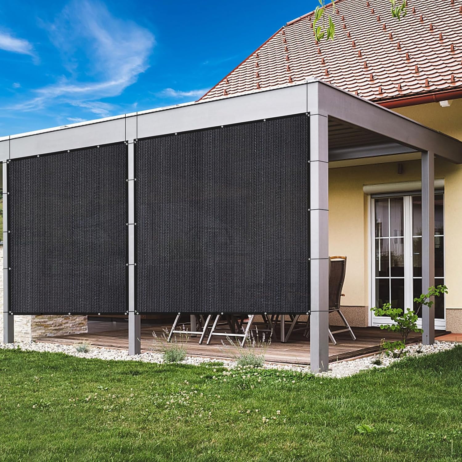 SPORTYOUTH UV Sunblock Shade Fabric - Black Polyethylene Privacy Screen For Garden, Pergola, Cover