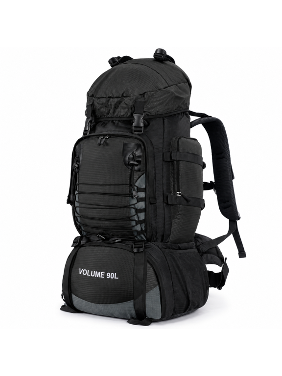 Black 90L Water Resistant Lightweight Outdoor Sport Backpack For Hiking Camping Travel