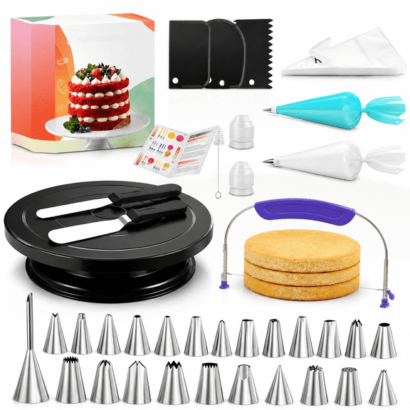 Black 90cake Decorating Kit with Leveler, Baking Supplies Gift Set