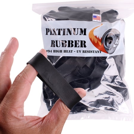 Black #94 Large Premium Outdoor Rubberbands .75 inch Extra Wide Survival, Made in USA, High Heat UV Resistant Platinum Rubber Crepe Band Approx. 105 per LB, 26 per 1/4lb (3-1/2" Long x 3/4" W) (0.25,