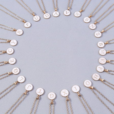 Black A-Z letter pendant simple women's necklace accessories,White,A