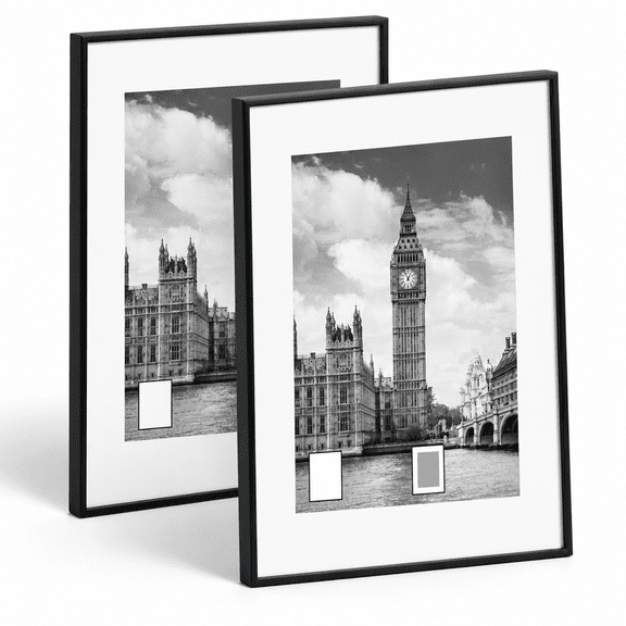 Black A3 Aluminum Alloy Front Loading Wall Mount Tabletop Picture Frame Set of 2
