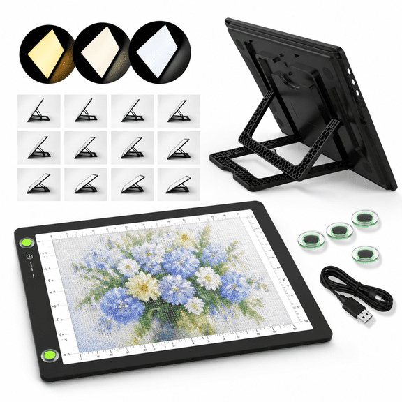 Black A3 Rechargeable LED Light Drawing Board with Foldable Stand