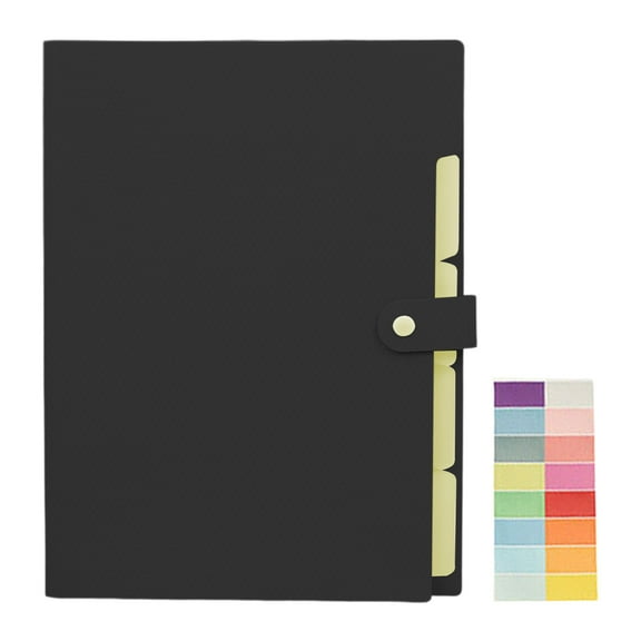 Black A4 Folder Button Organizer File Folder For Office School Document Storage Plastic File Organizer With Button Closure For Paper Organization Data Management