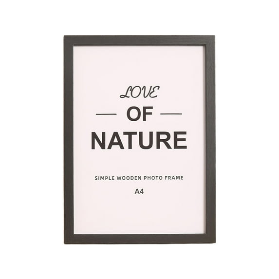 Black A4 Frame, Engineered Wood Frame Display Papaer Size A4 Picture with Mat, A4 Frame with Wood-grain for Photo 3.93 x 5.91 inch for Wall - 1 Pack (Black)