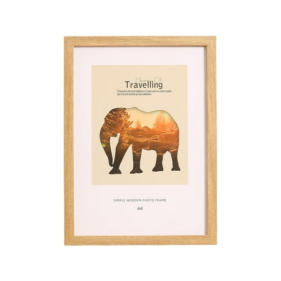 Black A4 Frame, Engineered Wood Frame Display Papaer Size A4 Picture with Mat, A4 Frame with Wood-grain for Photo 3.93 x 5.91 inch for Wall - 1 Pack (Khaki)