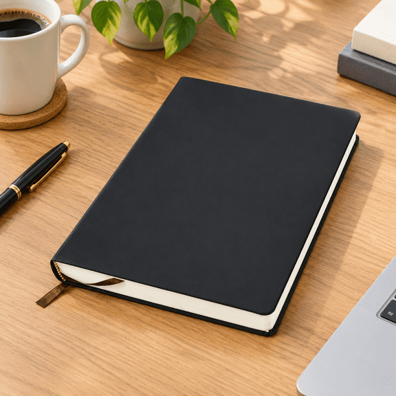 Black A4 Thick Soft Faux Leather Cover Sketchbook Notebook with 660 Pages