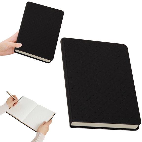 Black A5 Leather Journal Notebook 100 Sheets 200 Pages Blank Engraving Notebook Customizable Diary Journal for Office School Travel Gift Writing