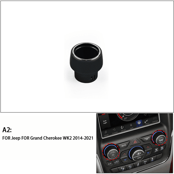 Black ABS AC Climate Control Knob with Matching Radio Button for WK2 2014-2021, Direct Replacement Interior Trim Component Designed for Easy Installation(A-2)
