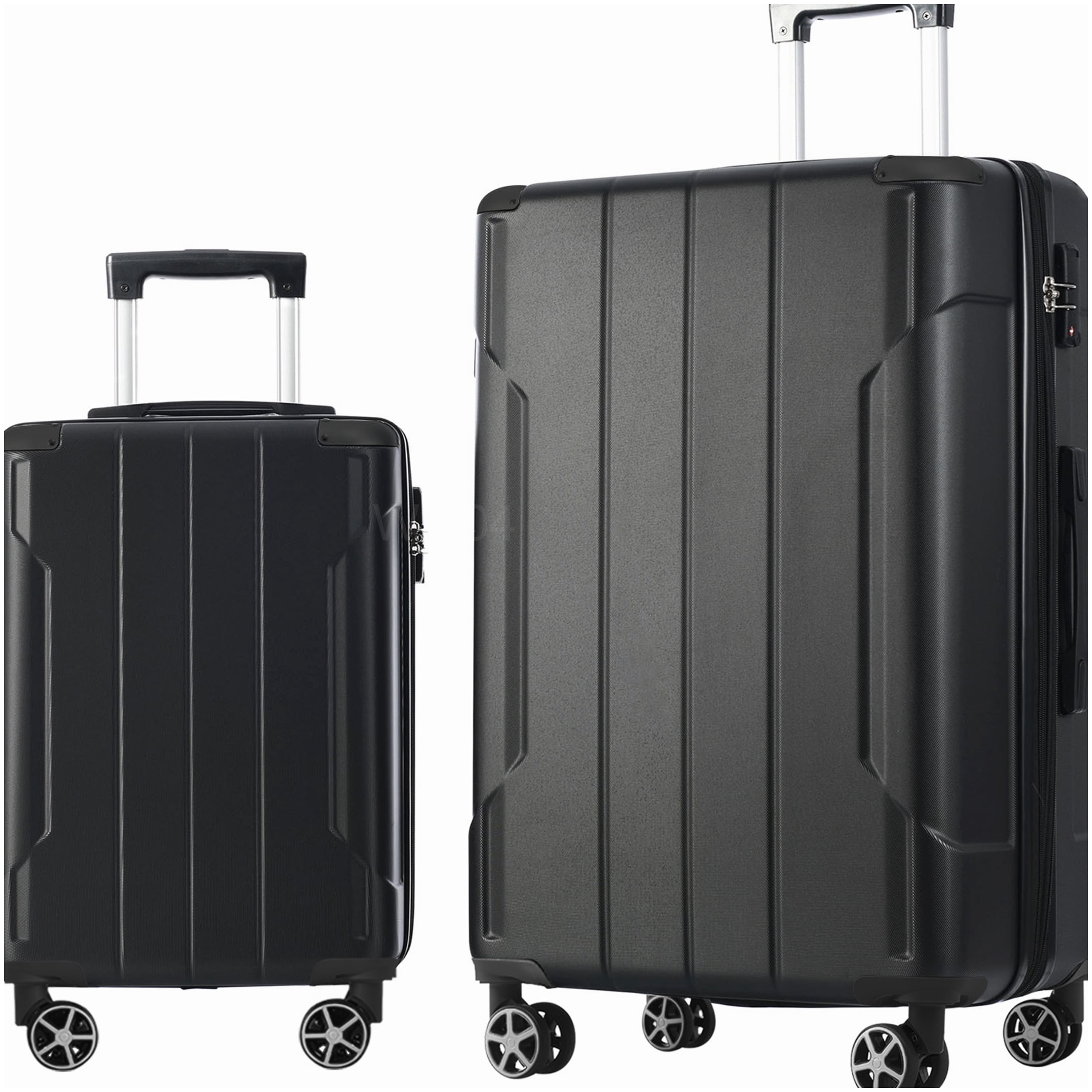 TSA Lock Expandable Suitcase Set, 2-Piece ABS Hardshell Luggage with Spinner Wheels in Black
