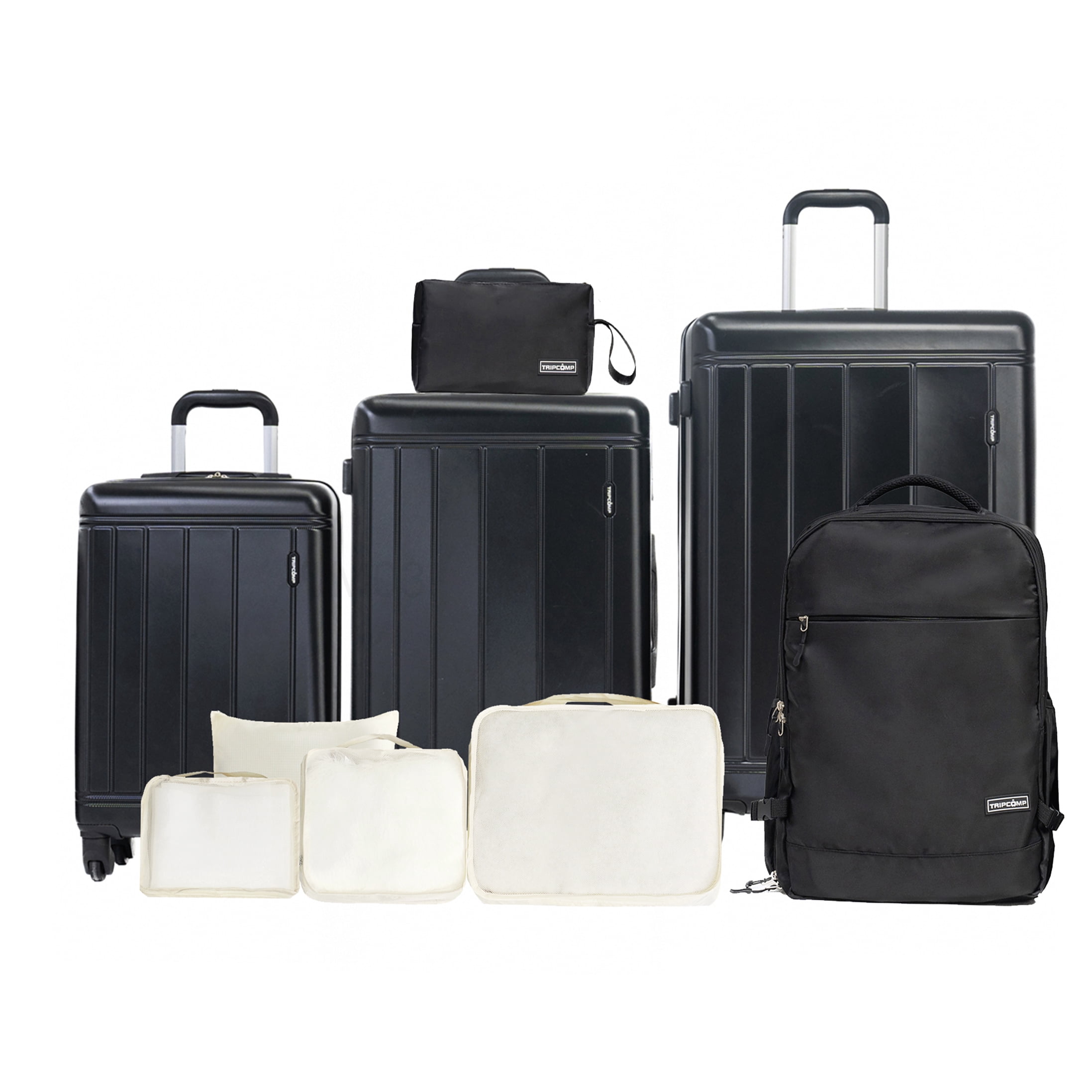 Black ABS+PC Hardshell Luggage Set with TSA Lock, 9-Piece Travel Suite with Carry-On, Checked Bags & Backpack