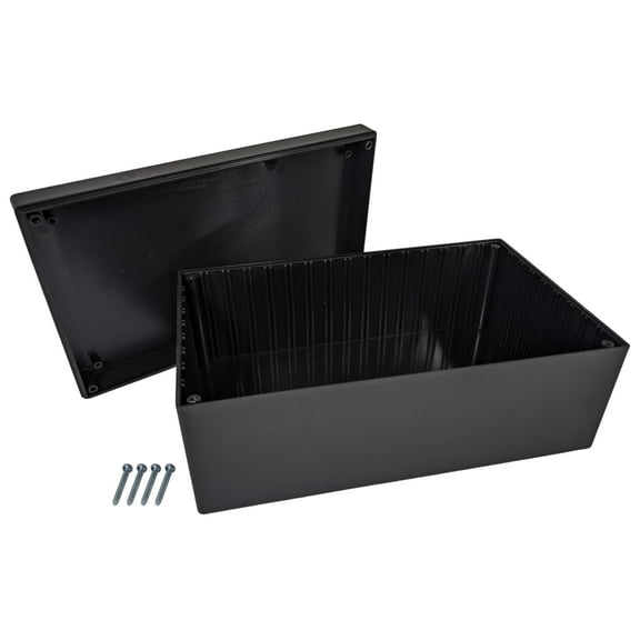 Black ABS Plastic Enclosure Project Box with Lid and Screws, Measures 223x139x92mm, RoHS