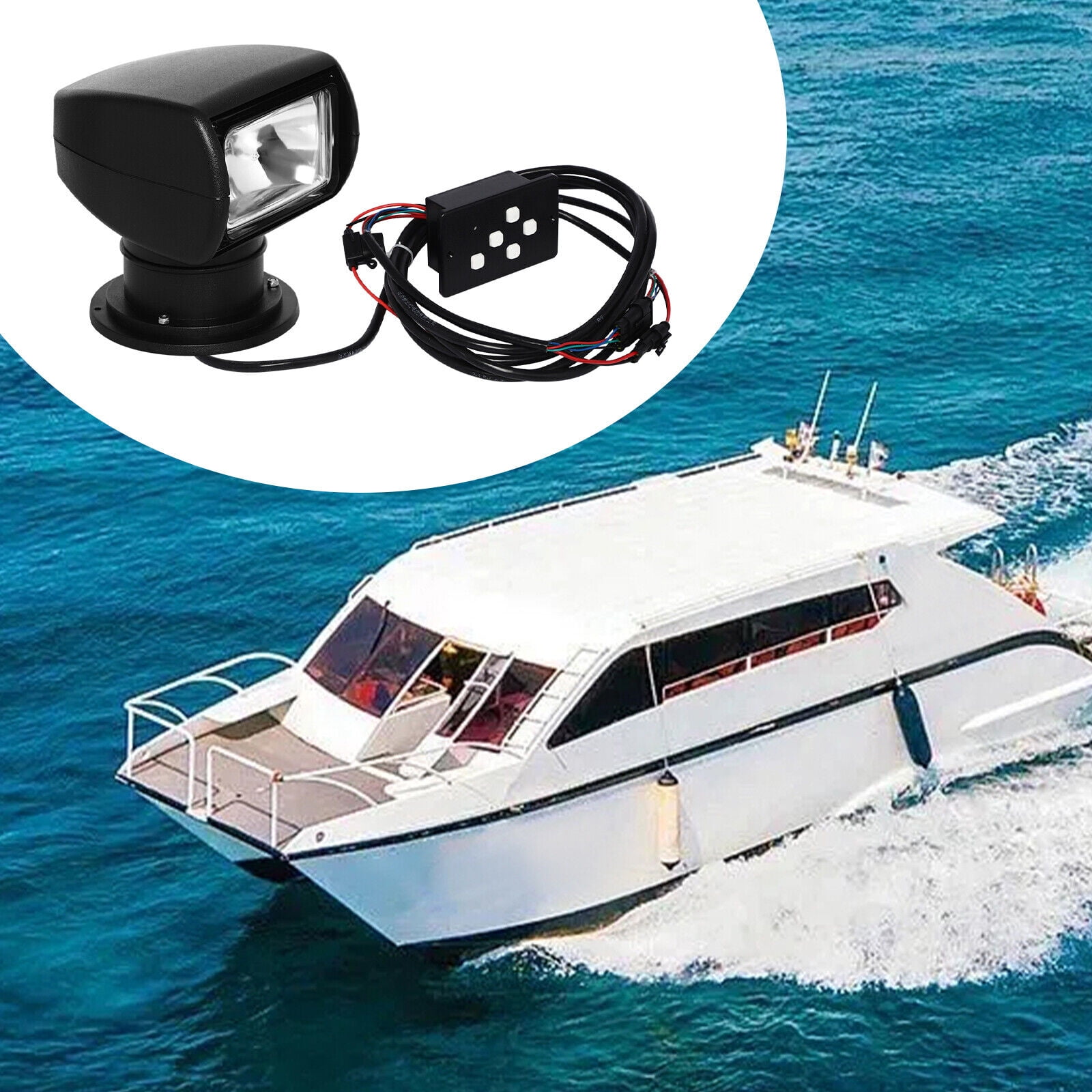 Black ABS Remote Control Searchlight, Boat Spotlight, 100W Remote Control Spotlights for Boat 100W DC 12V