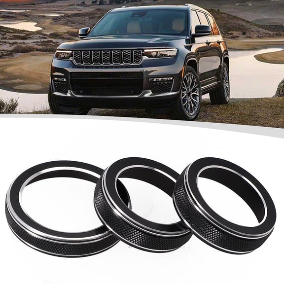 Black AC Radio Switch Trim Ring Knob Cover for Jeep Models 2014-2021