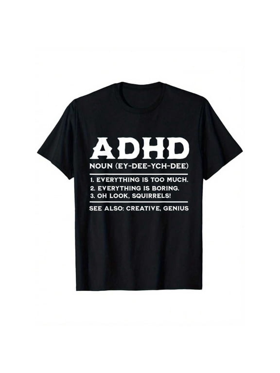 Black ADHD Definition Awareness T-Shirt Unisex Cotton Round Neck Short Sleeve Casual Tee S-XXXL