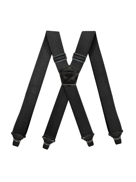 Black AIRPORT FRIENDLY SUSPENDERS For Men With Not Buzz Clip 1.5 Inch Wide