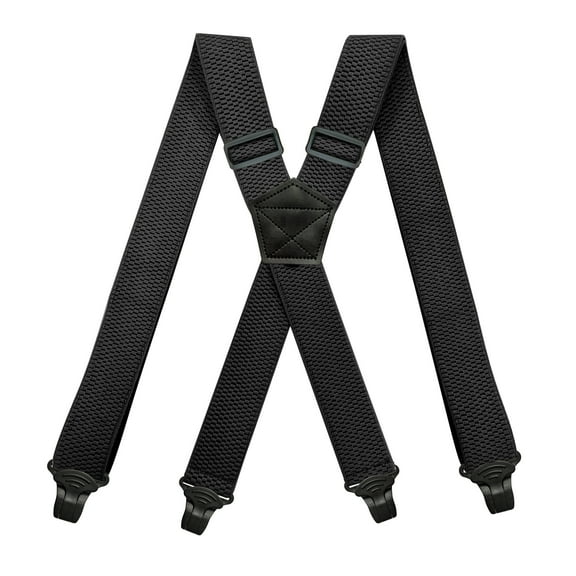 Black AIRPORT FRIENDLY SUSPENDERS For Men With Not Buzz Clip 1.5 Inch Wide